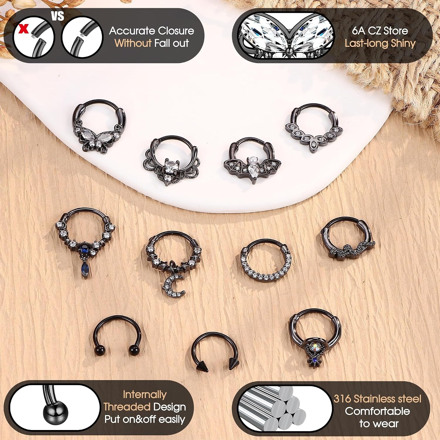 Body Jewelry For Sensitive Skin - FASACCO Septum Rings Septum Piercing Jewelry