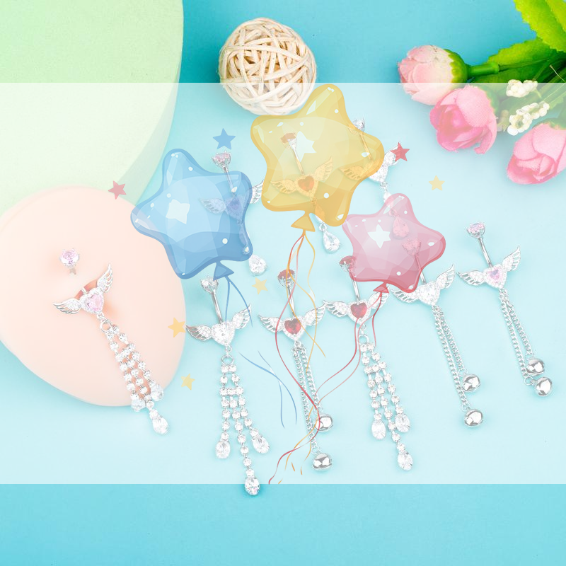 Body Jewelry Hypoallergenic - Wing Heart Belly Button Rings Shiny