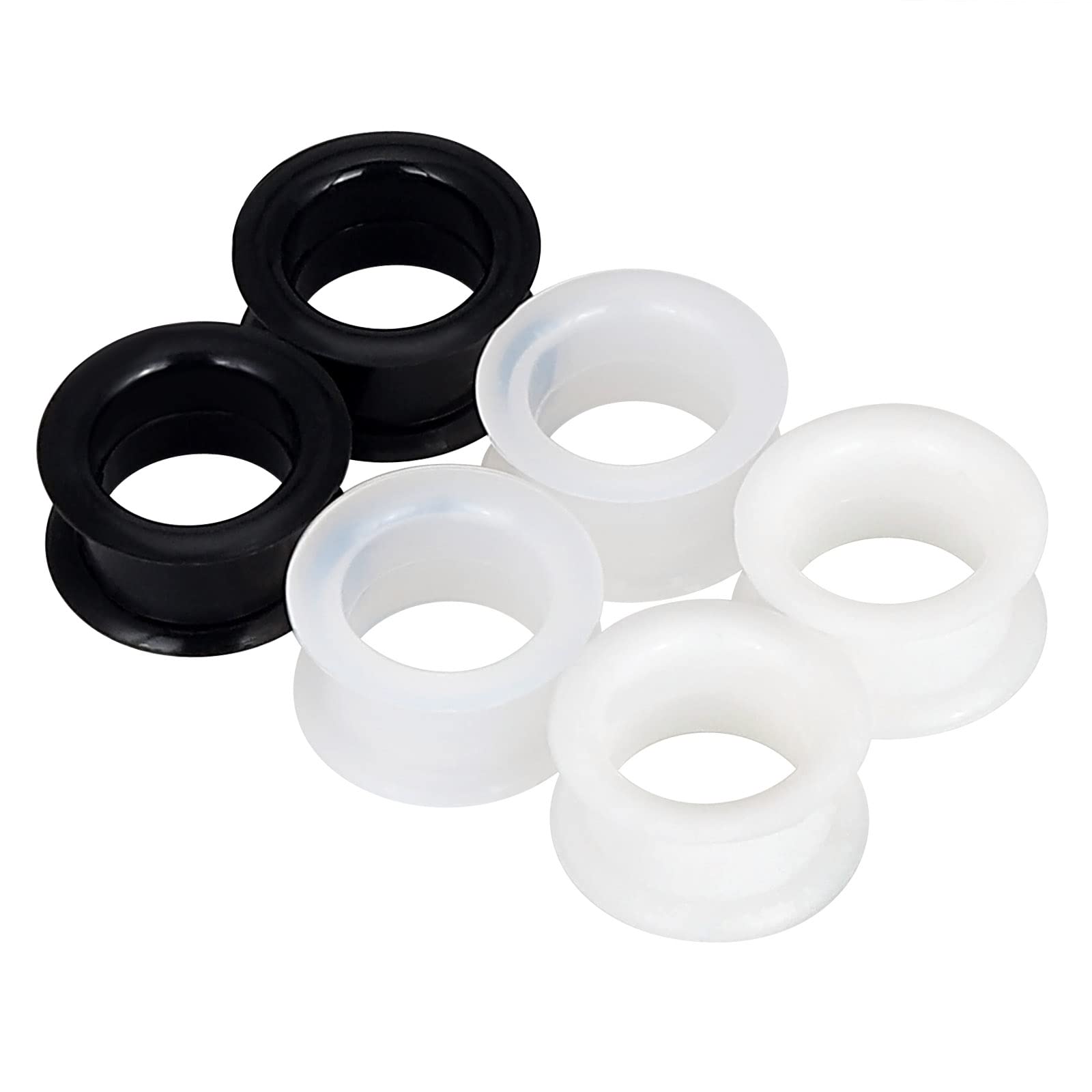 Body Jewelry Gauges - 2PCS Black Clear White Thick Silicone