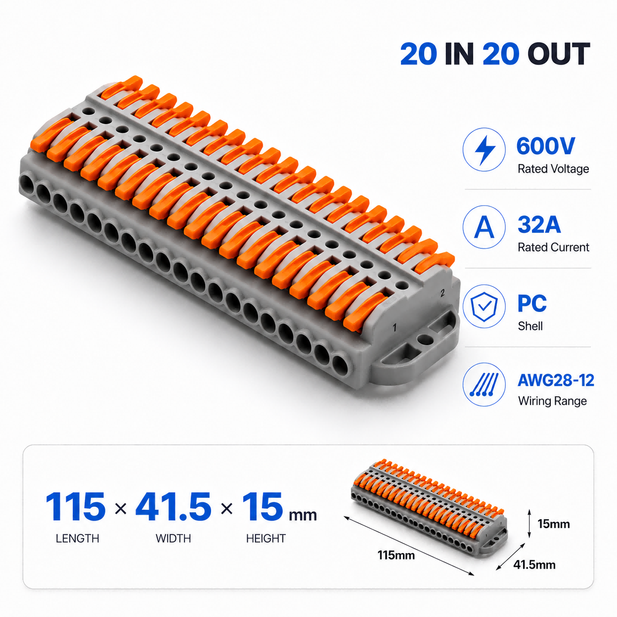 Threadless Push Pin - Wire Connectors 2-30 Pins Fast Universal