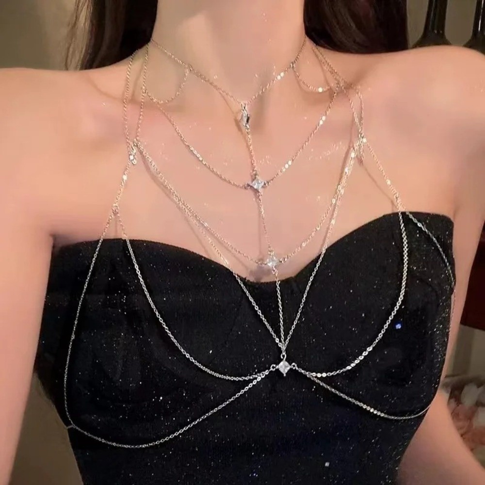 Glitter Rhinestone Bust Chain  – Body Jewelry Chest Bewertung und Preis