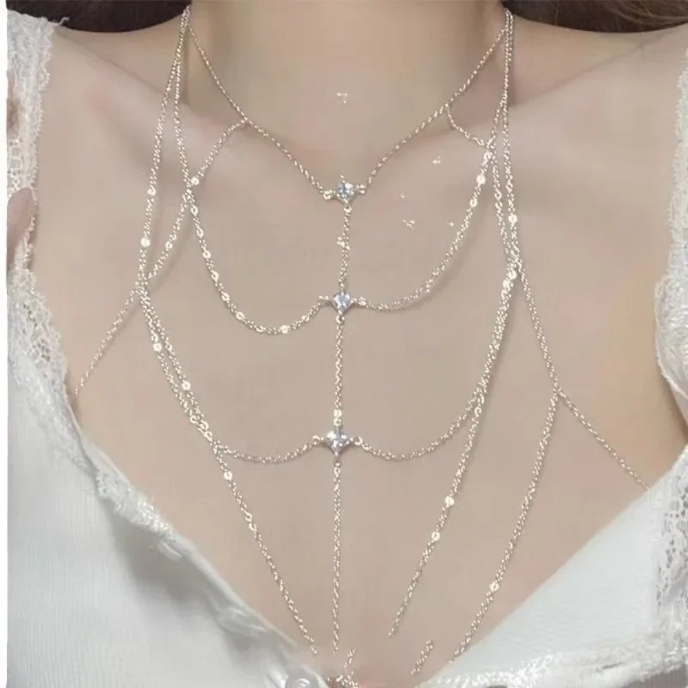 Glitter Rhinestone Bust Chain  – Body Jewelry Chest Bewertung und Preis