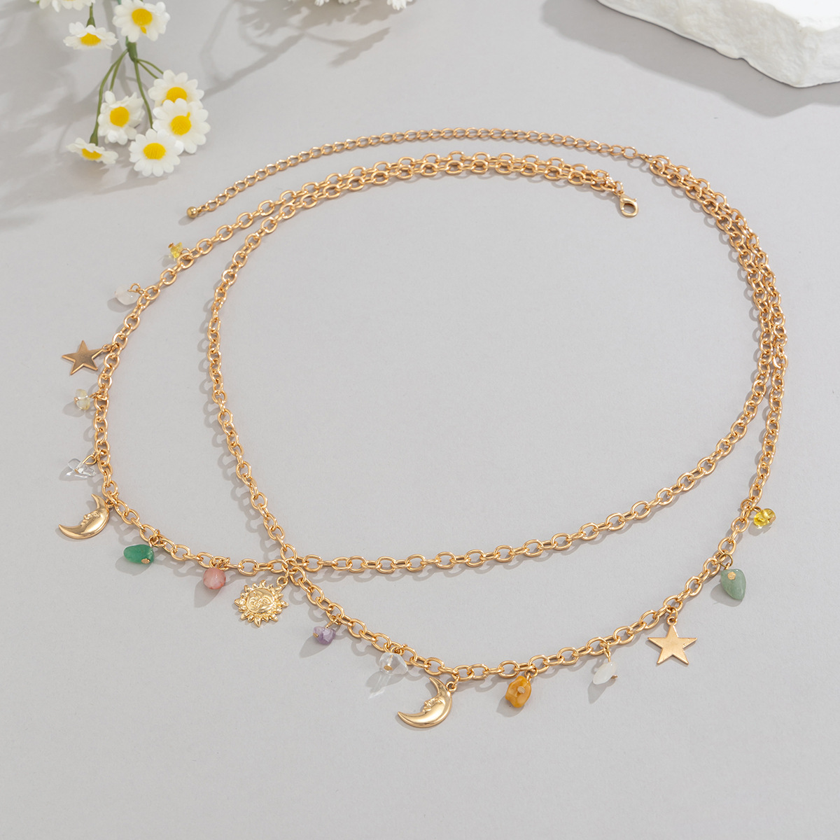Boho Star Moon Sun Pendant Wai – Body Jewelry Gold Bewertung und Preis