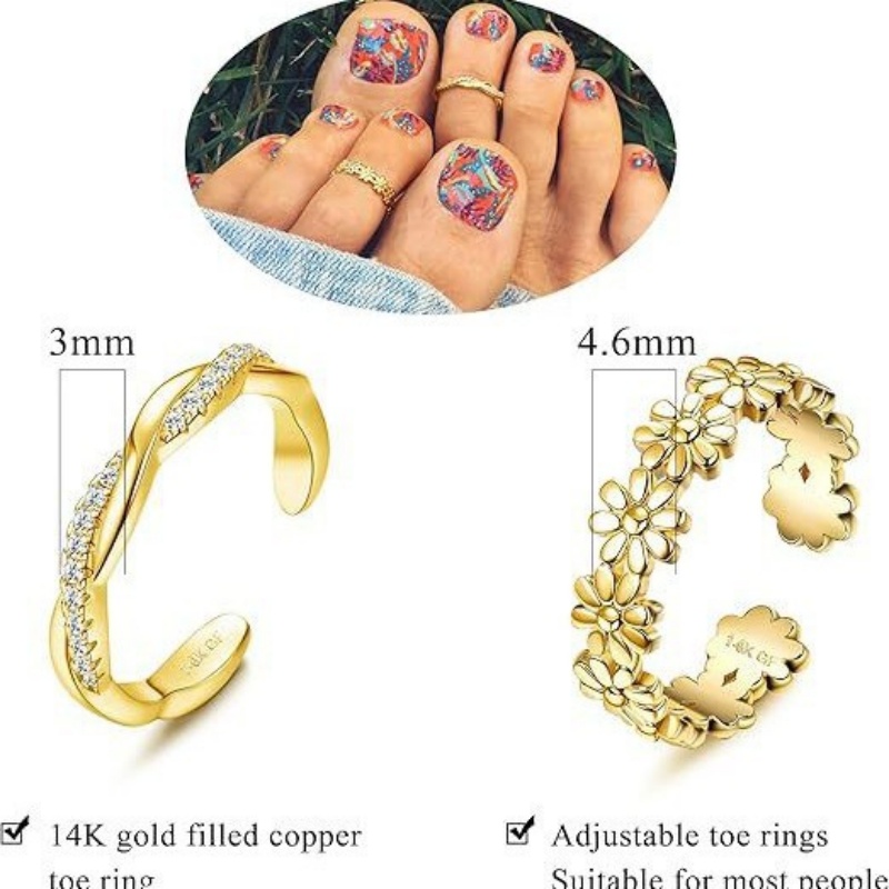 14K Gold-Plated Adjustable Zir – Body Jewelry Rings Bewertung und Preis