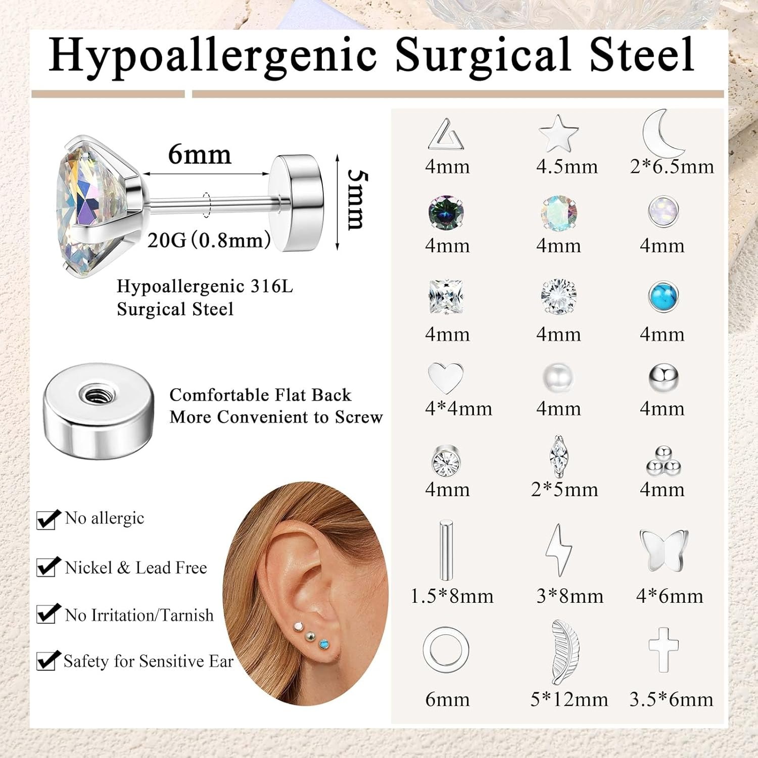 Florideco 1Pair Hypoallergenic – Body Jewelry Hypoallergenic Bewertung und Preis
