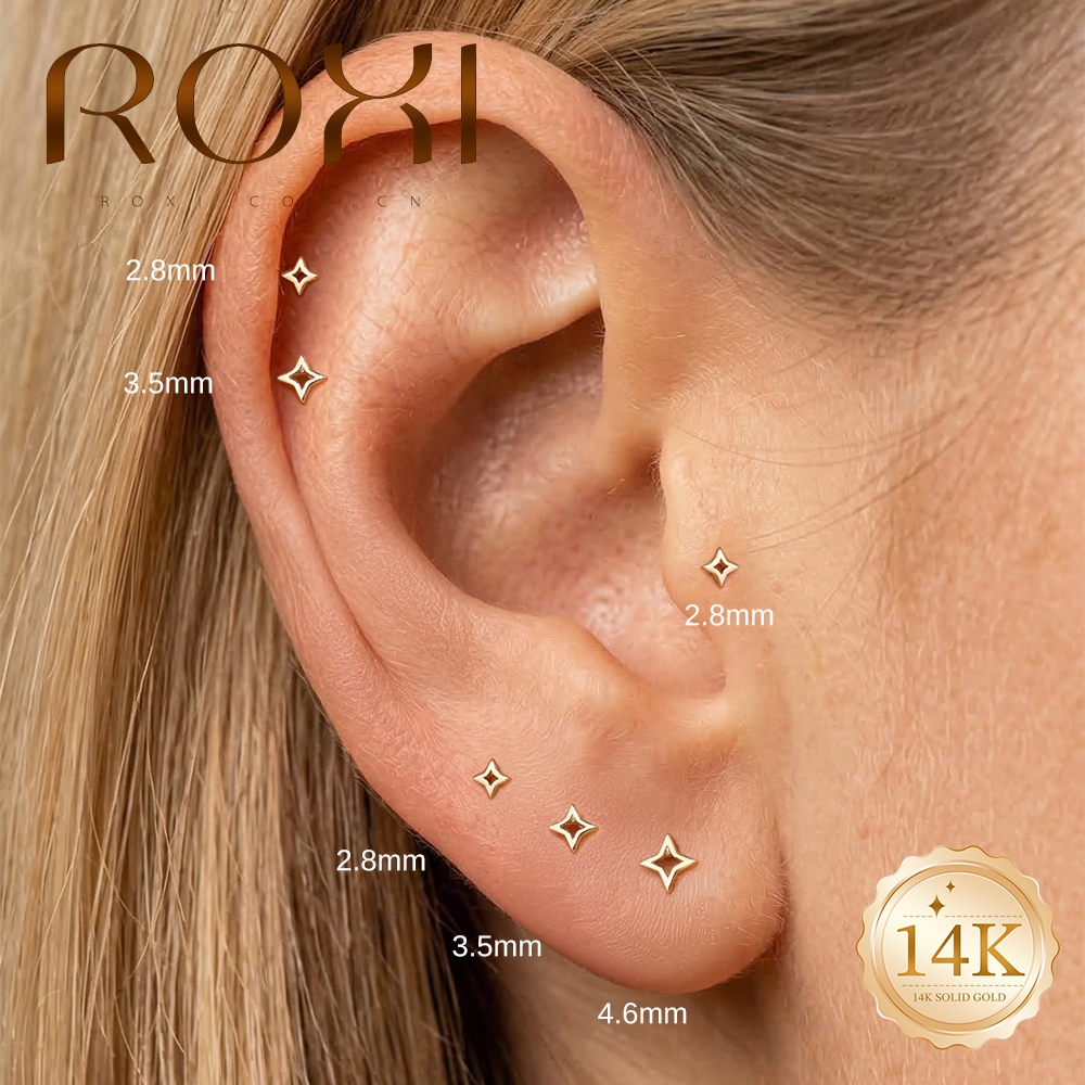 ROXI 1PC 5/6/8mm 14K Solid Gol – Body Jewelry Hypoallergenic Bewertung und Preis